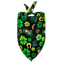 HKM-8134845 Lucky Clover Dog Scarf - Polyester Pet Accessory in Various Patterns and Sizes