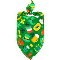 HKM-8134845 Lucky Clover Dog Scarf - Polyester Pet Accessory in Various Patterns and Sizes