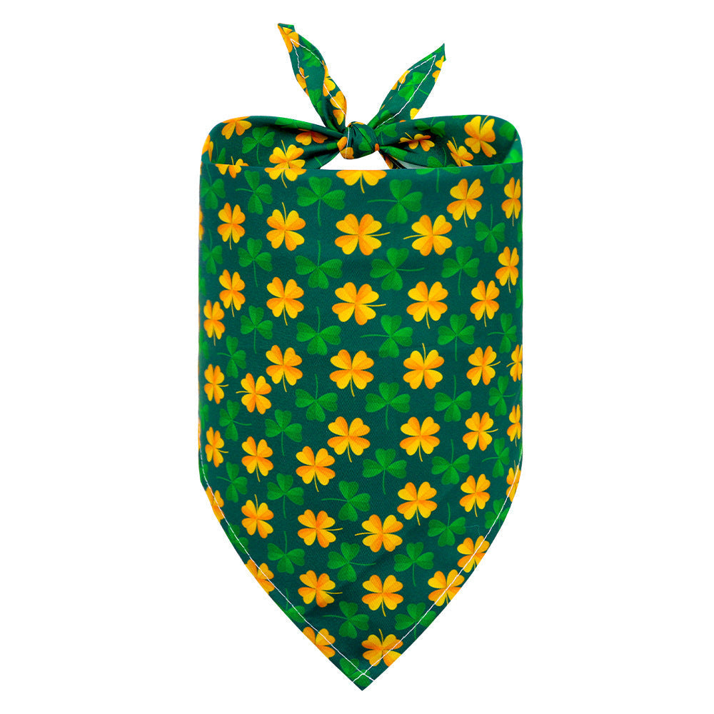 HKM-8134845 Lucky Clover Dog Scarf - Polyester Pet Accessory in Various Patterns and Sizes