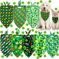 HKM-8134845 Lucky Clover Dog Scarf - Polyester Pet Accessory in Various Patterns and Sizes