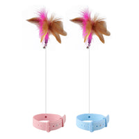 HKM-8135229 Multi-functional Cat Teaser with Silicone Feather and Adjustable Collar for Scarf 17-27cm