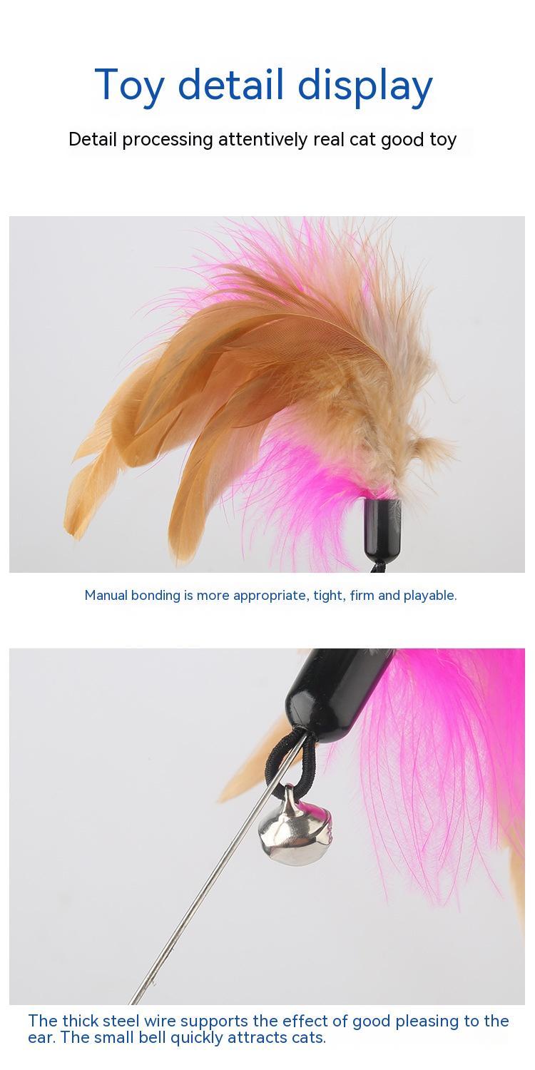 HKM-8135229 Multi-functional Cat Teaser with Silicone Feather and Adjustable Collar for Scarf 17-27cm