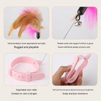 HKM-8135229 Multi-functional Cat Teaser with Silicone Feather and Adjustable Collar for Scarf 17-27cm