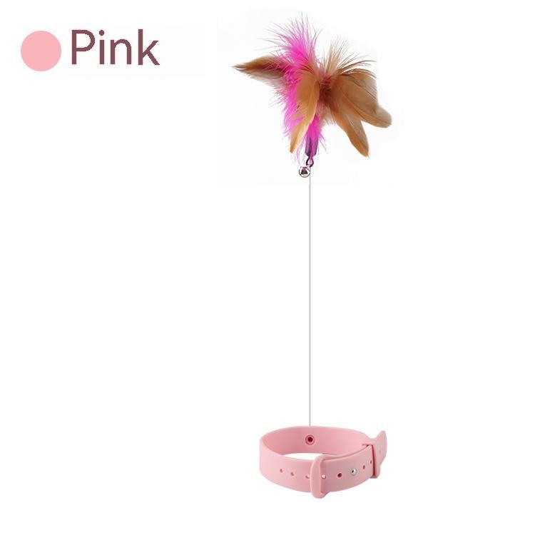 HKM-8135229 Multi-functional Cat Teaser with Silicone Feather and Adjustable Collar for Scarf 17-27cm