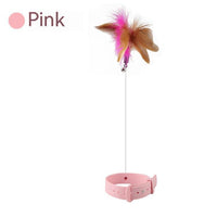 HKM-8135229 Multi-functional Cat Teaser with Silicone Feather and Adjustable Collar for Scarf 17-27cm