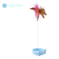 HKM-8135229 Multi-functional Cat Teaser with Silicone Feather and Adjustable Collar for Scarf 17-27cm