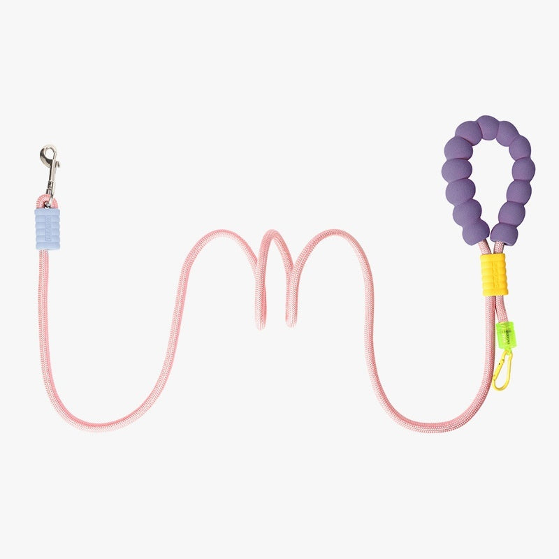 HKM-8137021 Crossbody Dog Leash with Soft Cotton Grip - Available in Blue, Pink, and Purple
