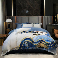 HKM-813715 Digital Printed Cotton Four-Piece Bed Set with Geometric Pattern for 1.8m Bed