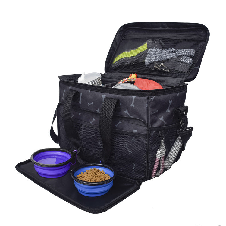 HKM-8139453 Multi-Functional Black Cartoon Pet Travel Bag - Comfortable and Durable Polyester Design