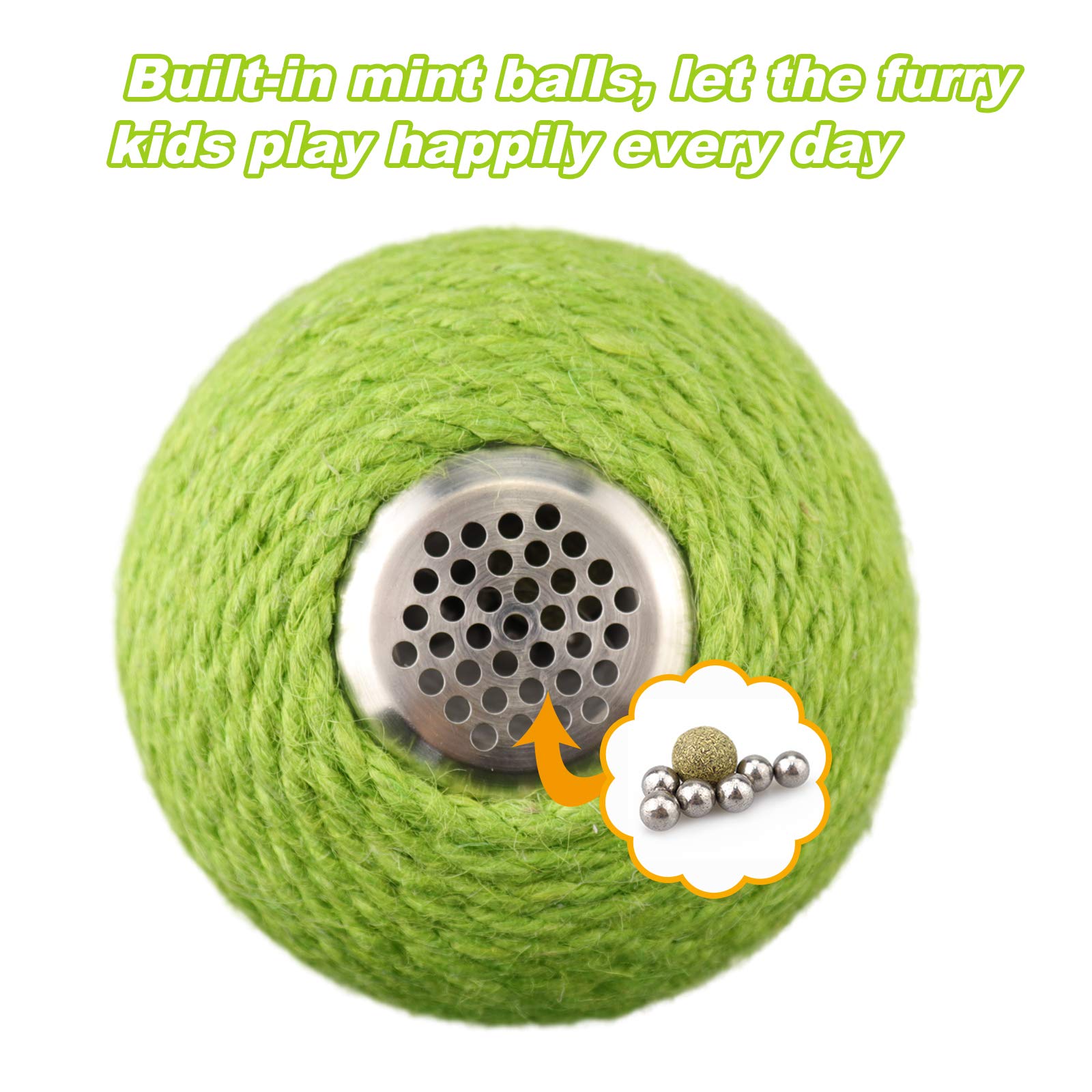 HKM-8140477 Interactive Cat Scratcher Ball with Natural Sisal and Catnip for Indoor Play and Exercise