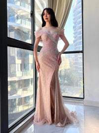 HKM-814099 Elegant Pink Evening Gown for Special Occasions, Model EZ25221