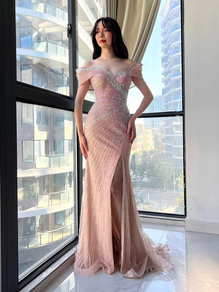 HKM-814099 Elegant Pink Evening Gown for Special Occasions, Model EZ25221