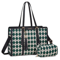 HKM-814099 Lightweight 17 Inch Leather Laptop Tote Bag with Clutch Purse for Business Use