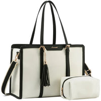HKM-814099 Lightweight 17 Inch Leather Laptop Tote Bag with Clutch Purse for Business Use