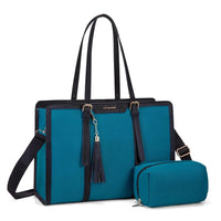 HKM-814099 Lightweight 17 Inch Leather Laptop Tote Bag with Clutch Purse for Business Use