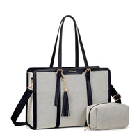 HKM-814099 Lightweight 17 Inch Leather Laptop Tote Bag with Clutch Purse for Business Use