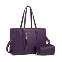 HKM-814099 Lightweight 17 Inch Leather Laptop Tote Bag with Clutch Purse for Business Use