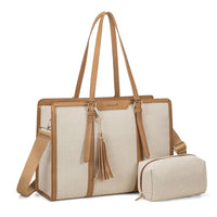 HKM-814099 Lightweight 17 Inch Leather Laptop Tote Bag with Clutch Purse for Business Use