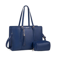 HKM-814099 Lightweight 17 Inch Leather Laptop Tote Bag with Clutch Purse for Business Use