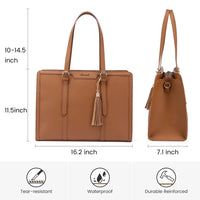 HKM-814099 Lightweight 17 Inch Leather Laptop Tote Bag with Clutch Purse for Business Use