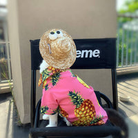HKM-8141373 Casual Cotton Shirt for Pets - Pink Pineapple Design - Multiple Sizes Available