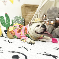 HKM-8141373 Casual Cotton Shirt for Pets - Pink Pineapple Design - Multiple Sizes Available