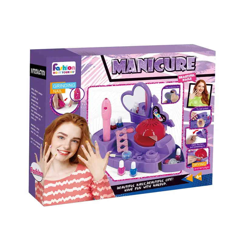 HKM-814227 Kids' DIY Nail Polish Manicure Set - Fashion Makeup Art Kit for Girls Ages 2-14