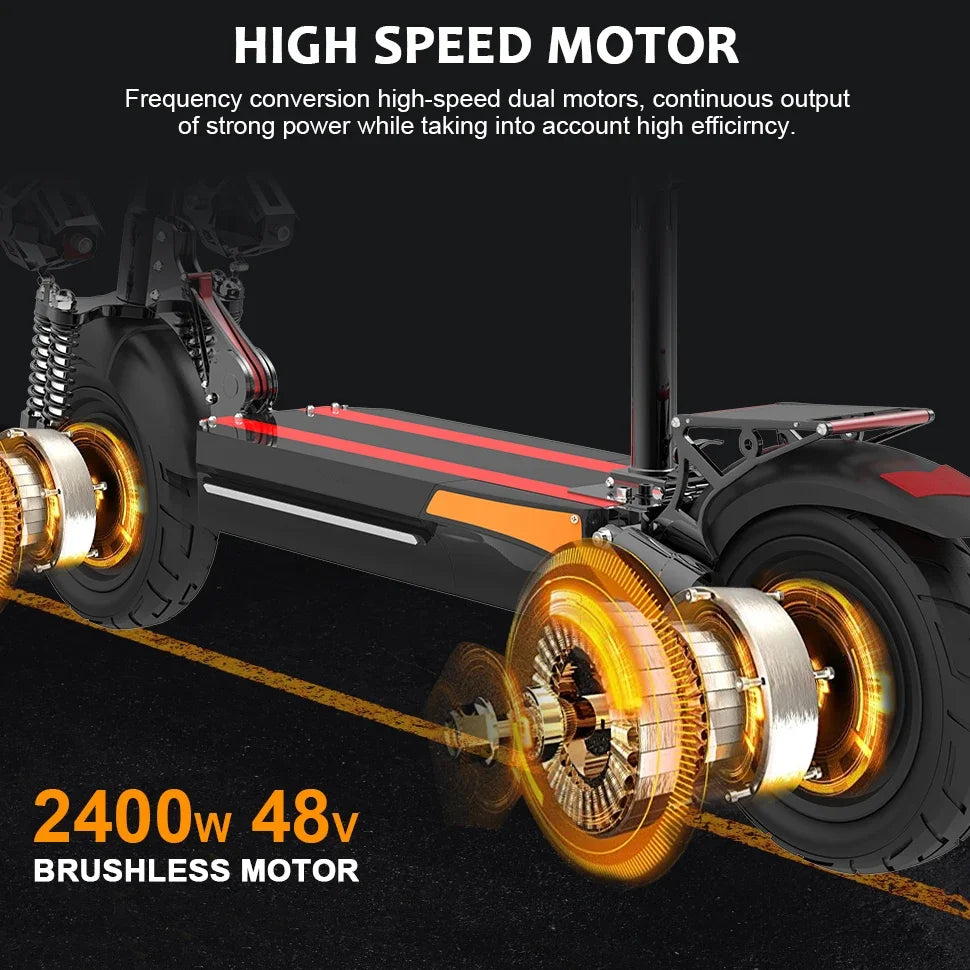 HKM-814419 2400W Electric Scooter with Seat, 40MPH Speed, 40-Mile Range, 330lbs Capacity, Foldable and Waterproof