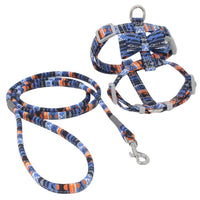 HKM-814419 Japanese Style Cat Harness and Traction Rope Set - Comfortable Polyester Chest Strap with Anti-Breakaway Design, Available in Multiple Colors