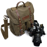 HKM-814611 Casual Brown Canvas SLR Camera Shoulder Bag