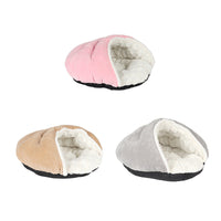 HKM-8148797 Cozy Semi-Closed Slippers Pet Nest with Printed Plush Material