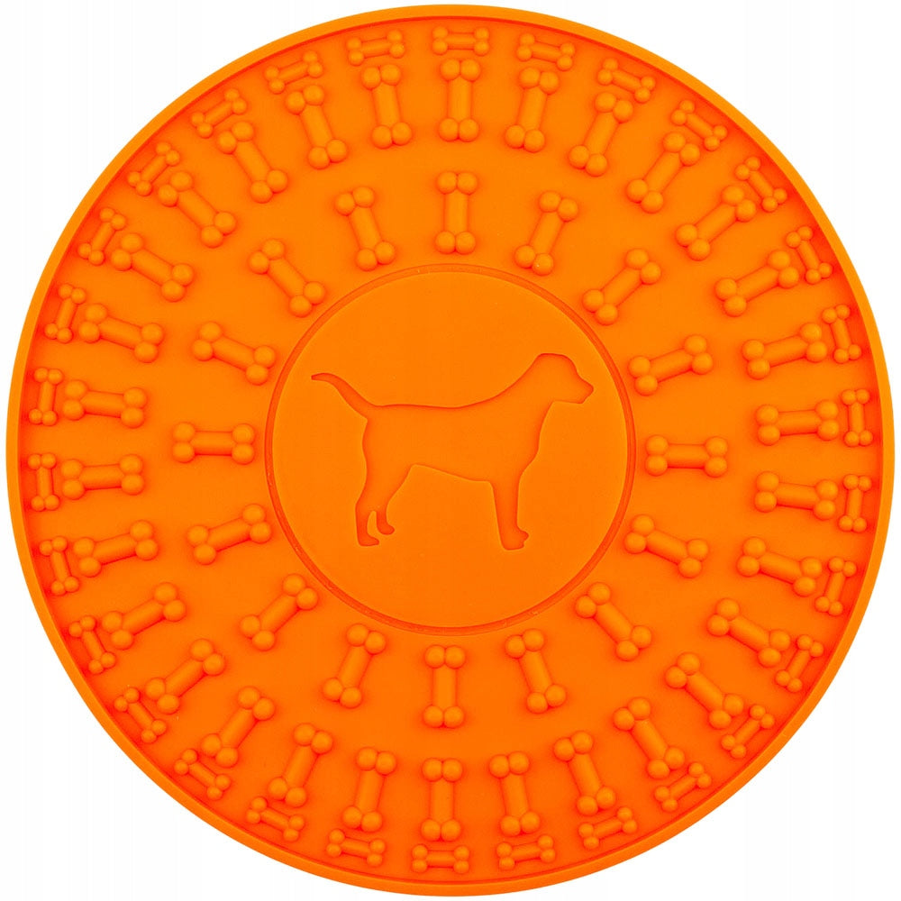 HKM-8148925 Silicone Pet Licking Mat for Bath Time Fun - 15cm Round Design