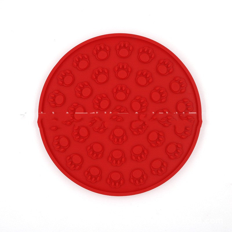 HKM-8148925 Silicone Pet Licking Mat for Bath Time Fun - 15cm Round Design