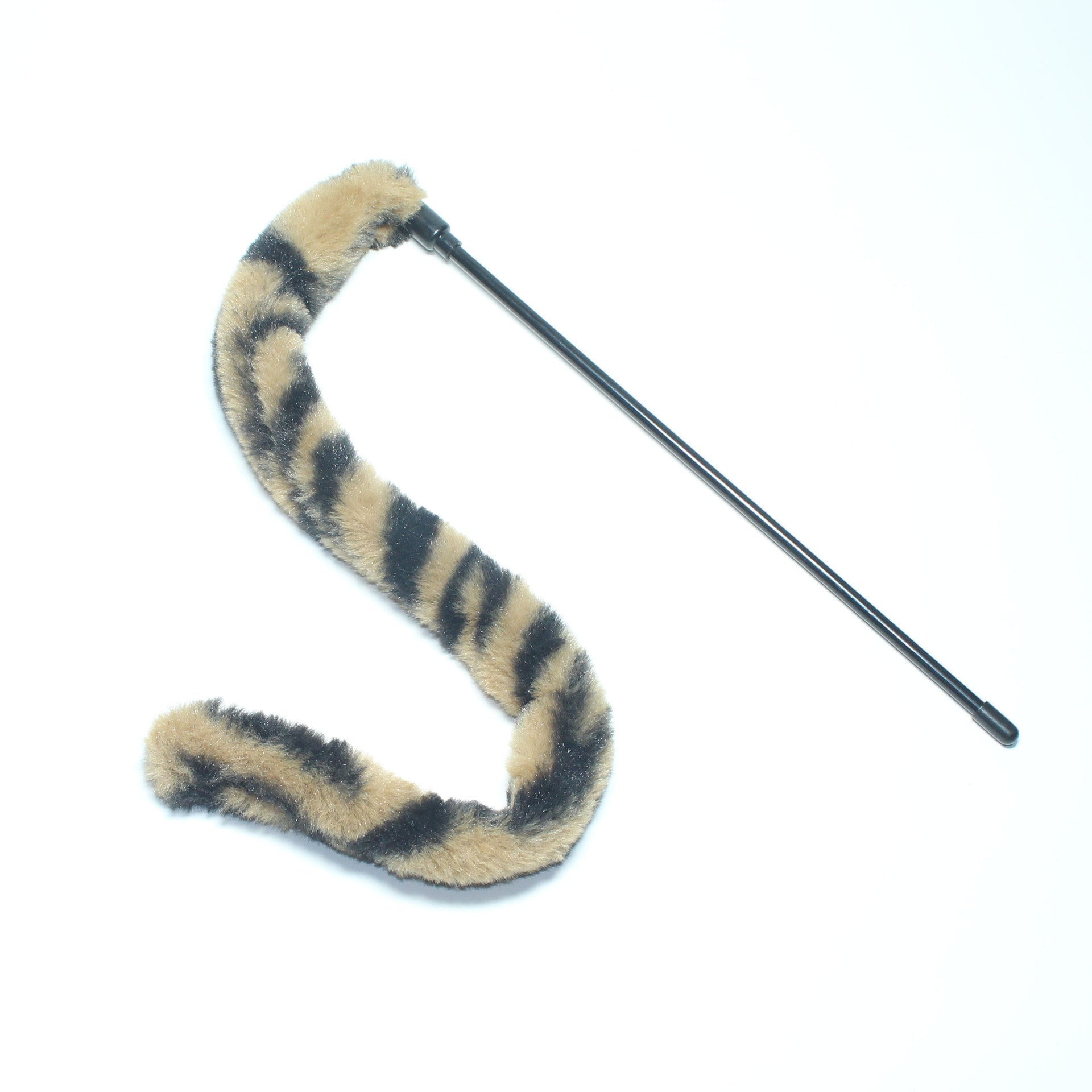 HKM-8149565 Plush Leopard Print Cat Teaser Stick with Simulated Rabbit Hair Tail, 28cm Long