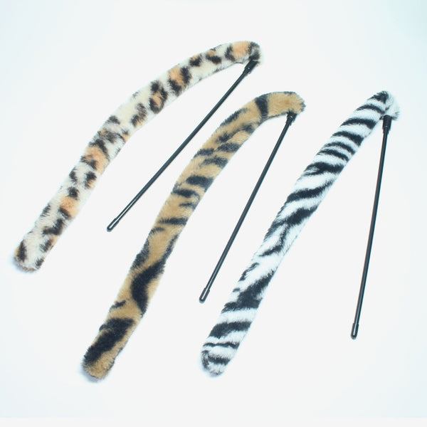 HKM-8149565 Plush Leopard Print Cat Teaser Stick with Simulated Rabbit Hair Tail, 28cm Long