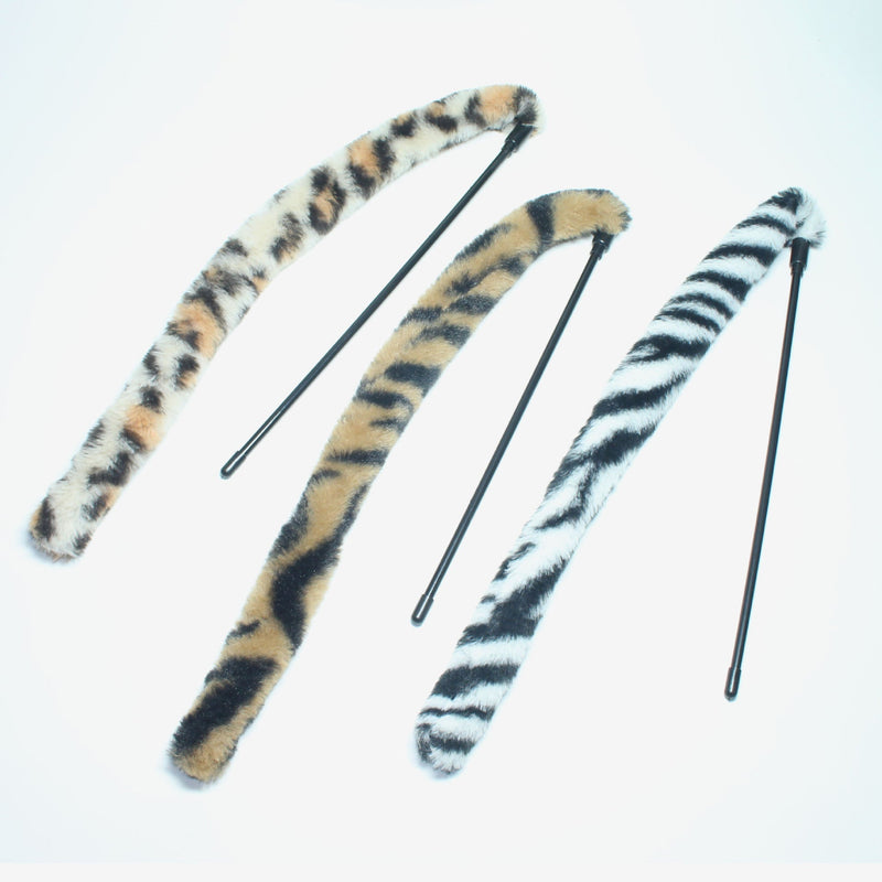 HKM-8149565 Plush Leopard Print Cat Teaser Stick with Simulated Rabbit Hair Tail, 28cm Long