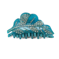HKM-815123 Acrylic Leaf Design Hairpin with Diamond Accents – Handmade Women's Hair Clip in Green, Gray, Pink