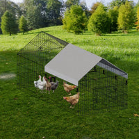 HKM-8152381 Pointed Wire Chicken Coop for Poultry Breeding, Metal and Fabric Structure, 86 x 40 x 40 Inches