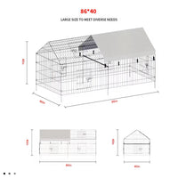 HKM-8152381 Pointed Wire Chicken Coop for Poultry Breeding, Metal and Fabric Structure, 86 x 40 x 40 Inches