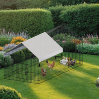 HKM-8152381 Pointed Wire Chicken Coop for Poultry Breeding, Metal and Fabric Structure, 86 x 40 x 40 Inches