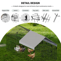 HKM-8152381 Pointed Wire Chicken Coop for Poultry Breeding, Metal and Fabric Structure, 86 x 40 x 40 Inches