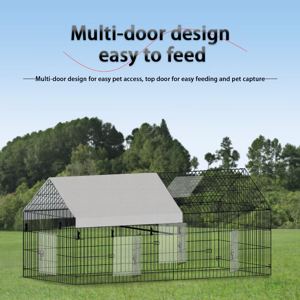HKM-8152381 Pointed Wire Chicken Coop for Poultry Breeding, Metal and Fabric Structure, 86 x 40 x 40 Inches