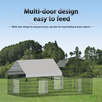 HKM-8152381 Pointed Wire Chicken Coop for Poultry Breeding, Metal and Fabric Structure, 86 x 40 x 40 Inches