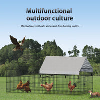 HKM-8152381 Pointed Wire Chicken Coop for Poultry Breeding, Metal and Fabric Structure, 86 x 40 x 40 Inches