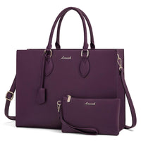 HKM-815251 Multi-Layer Laptop Tote Bag with 7 Pockets for Women - Versatile PU Leather Business Crossbody Messenger Bag