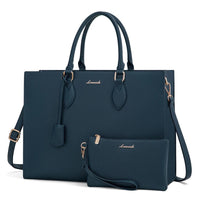 HKM-815251 Multi-Layer Laptop Tote Bag with 7 Pockets for Women - Versatile PU Leather Business Crossbody Messenger Bag