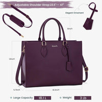 HKM-815251 Multi-Layer Laptop Tote Bag with 7 Pockets for Women - Versatile PU Leather Business Crossbody Messenger Bag