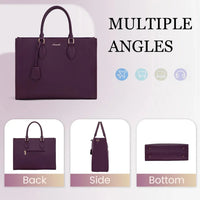 HKM-815251 Multi-Layer Laptop Tote Bag with 7 Pockets for Women - Versatile PU Leather Business Crossbody Messenger Bag