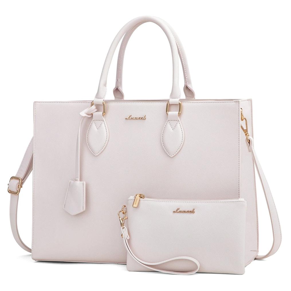 HKM-815251 Multi-Layer Laptop Tote Bag with 7 Pockets for Women - Versatile PU Leather Business Crossbody Messenger Bag