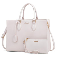HKM-815251 Multi-Layer Laptop Tote Bag with 7 Pockets for Women - Versatile PU Leather Business Crossbody Messenger Bag